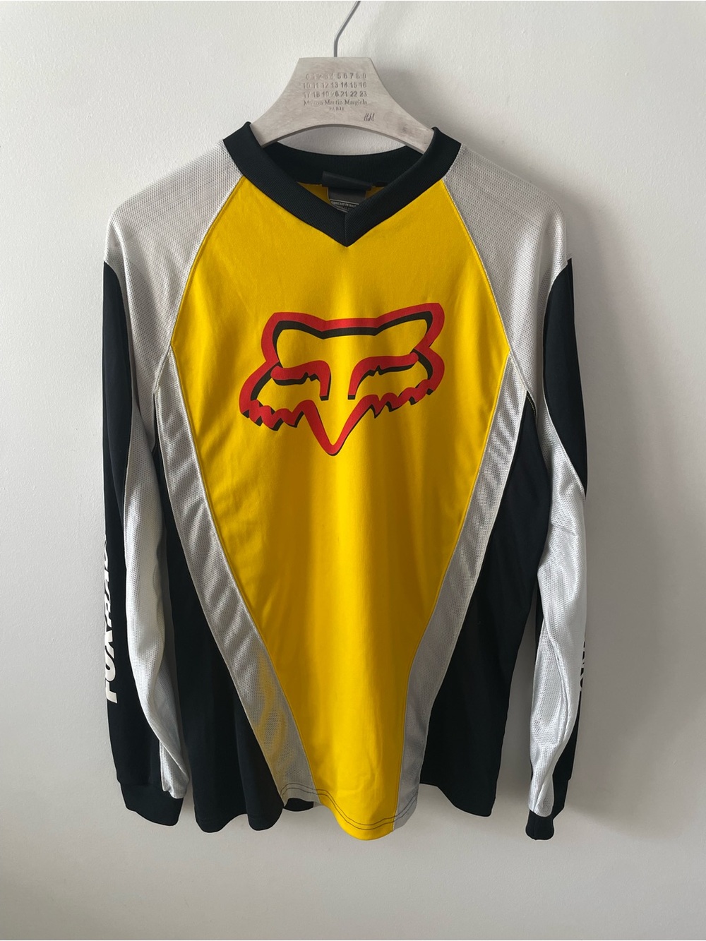 Fox Racing Motocross Jersey Long Sleeve Yellow Black White Mens M VTG Y2K Moto